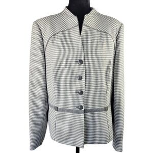 John Meyer collection women white with black Classic blazer jacket size 18